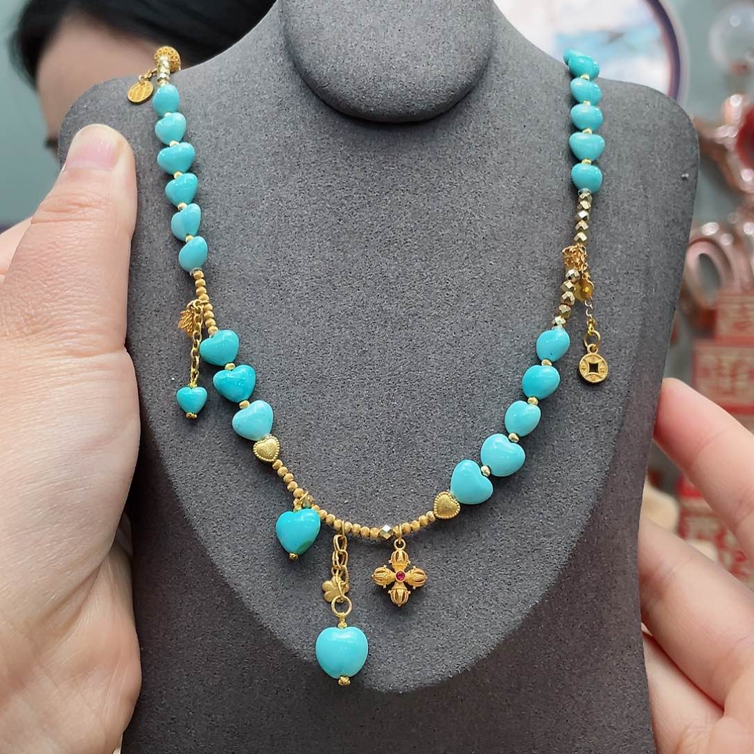 绿松石颈饰18K金镶嵌薇*