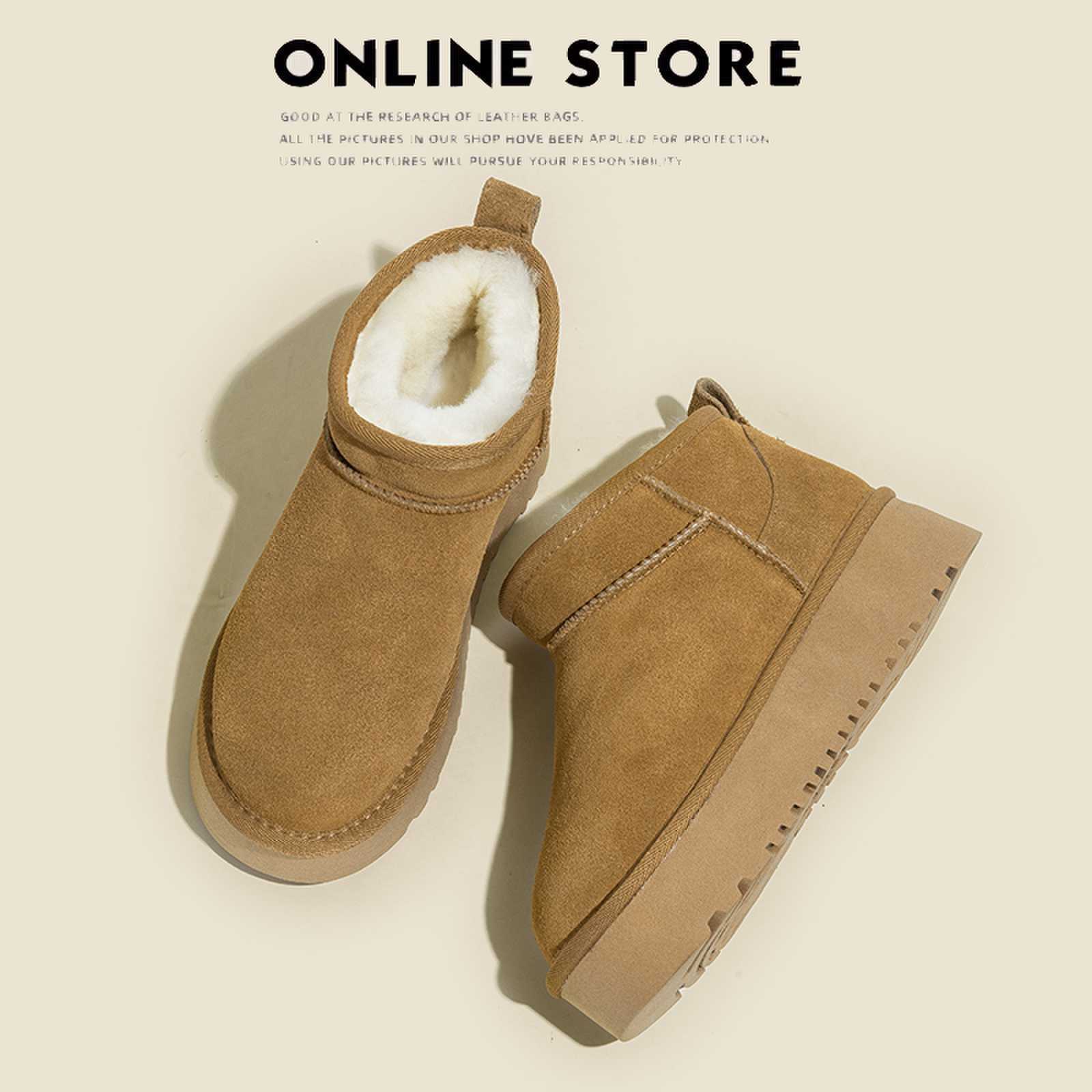 【易迈康】真皮真羊毛雪地靴女款冬季厚底2025新款增高加厚雪地棉鞋