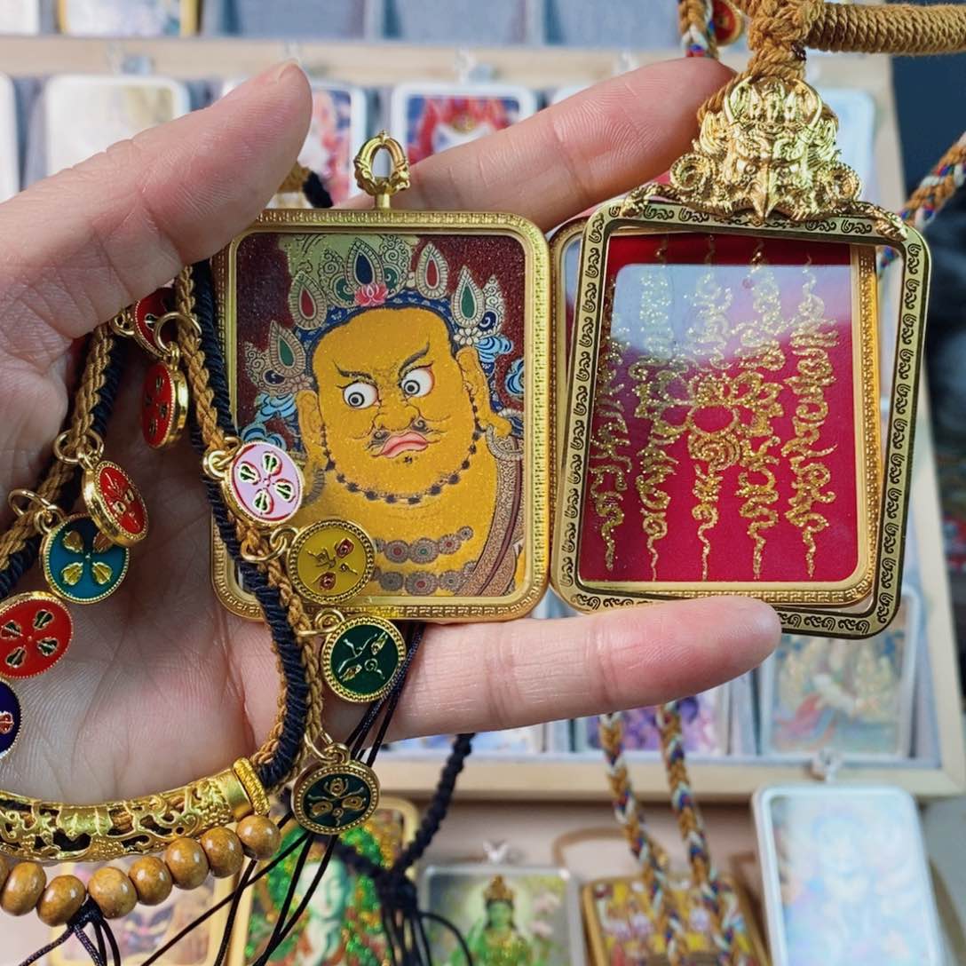 吊坠手绘唐卡黄财项链
