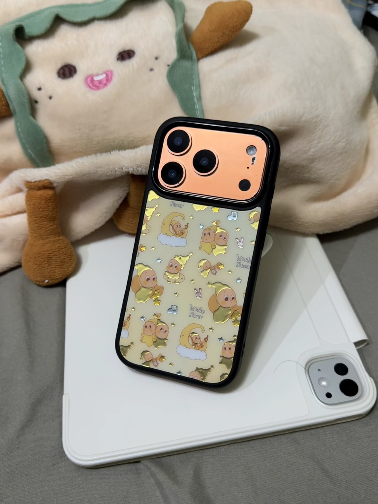 ins可爱音符星星人鎏金适用于苹果17promax手机壳16保护套15