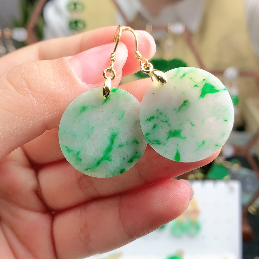 翡翠耳饰银S925镶嵌耳饰