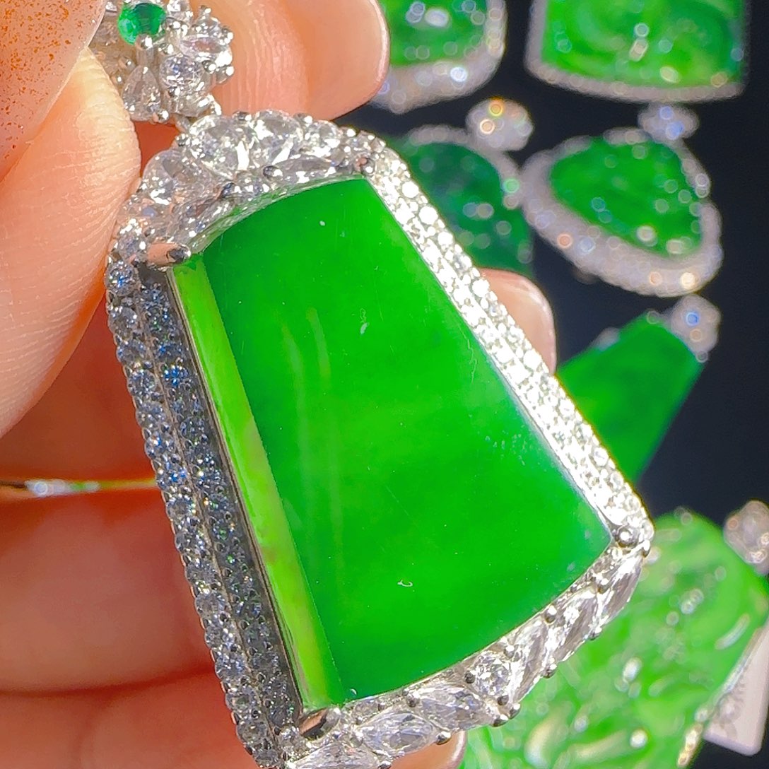 翡翠银S925镶嵌颈饰天然