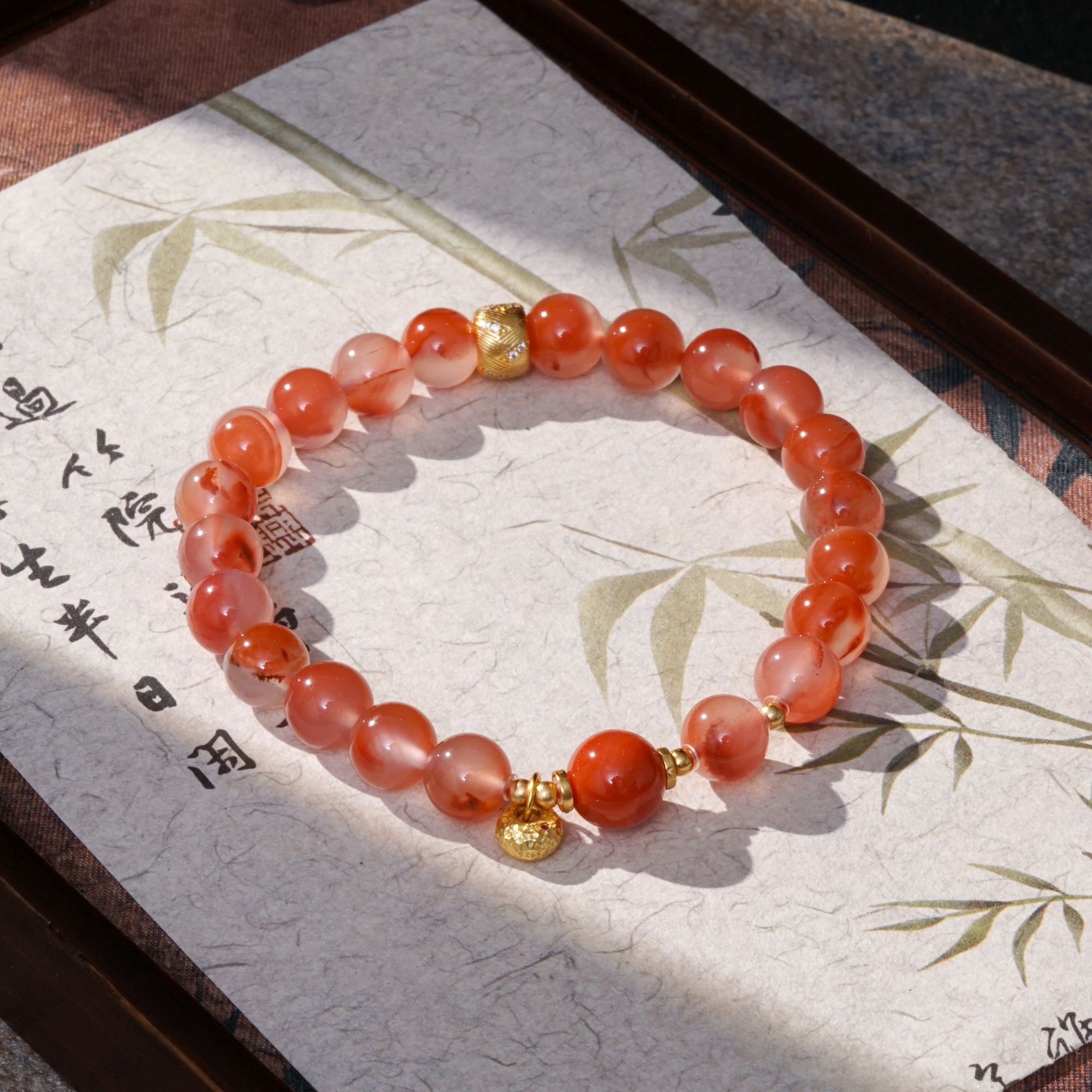 南红锦鲤飘花原创DIY手串8-9mm