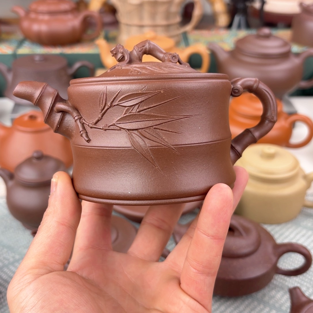 紫砂茶壶小**?可心竹段 紫泥 280cc 半手工