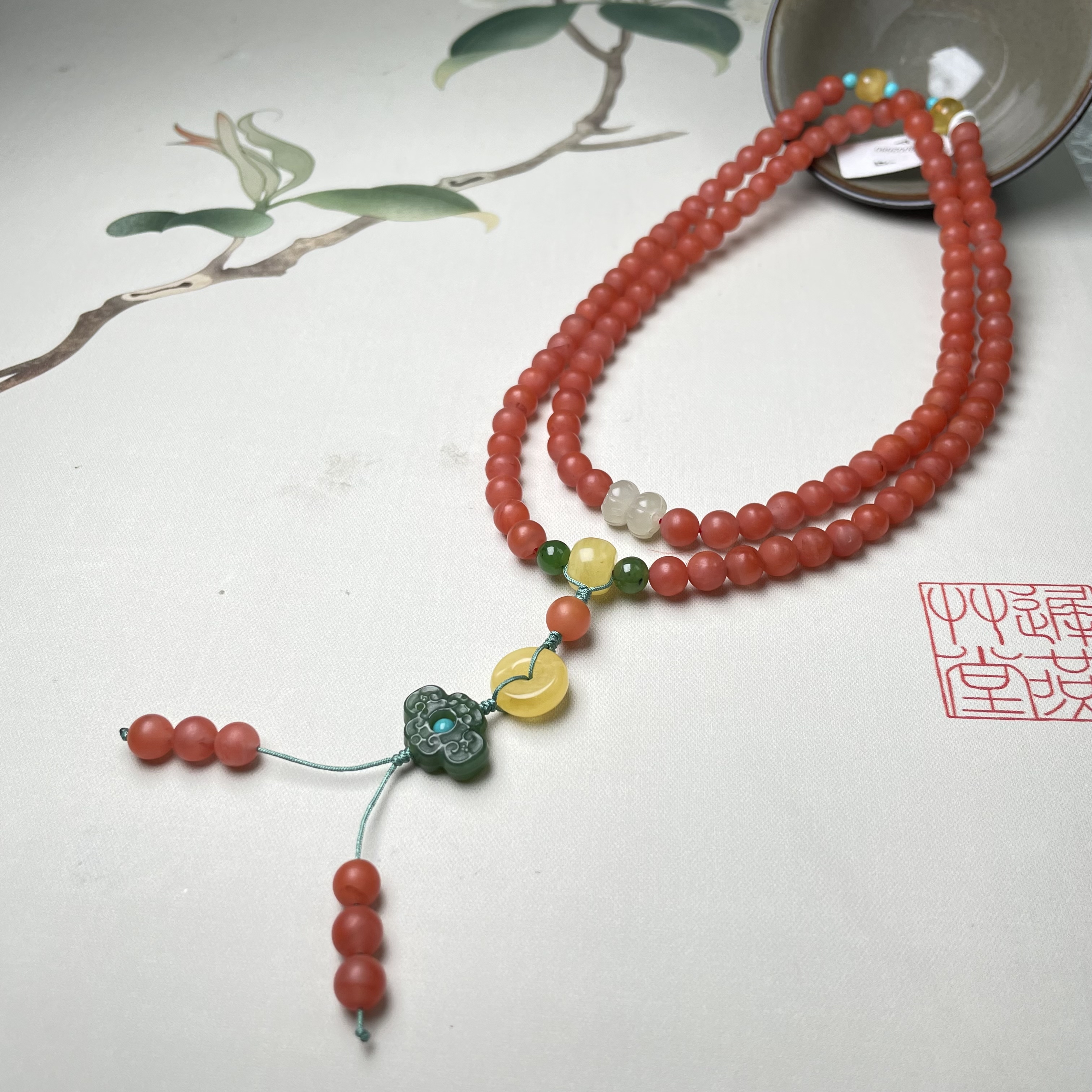 精致款~石惑珠宝~南红四圈手串6mm+~介意勿拍
