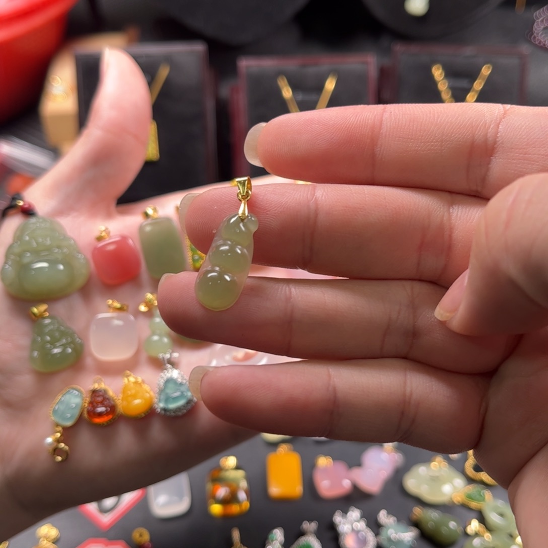 和田玉颈饰银S925镶嵌