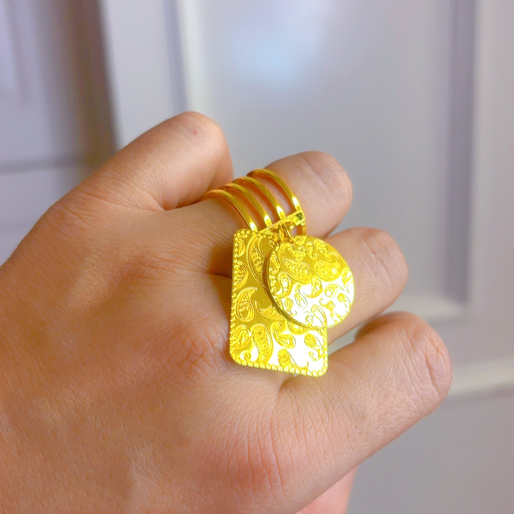 钛钢戒指 铜合金耳饰绿金色款欧美风512-21-23新款镶锆石圈圈耳环