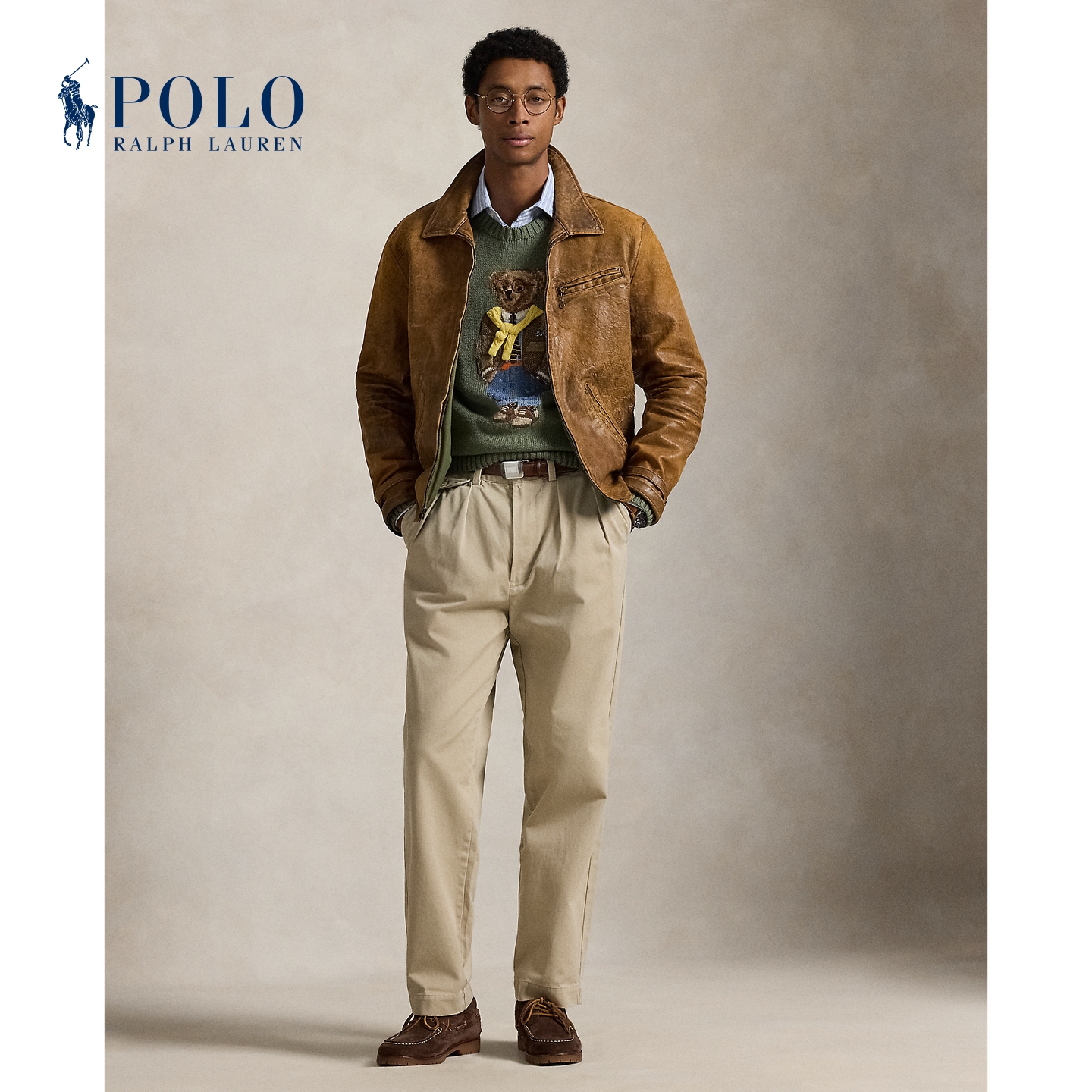 Ralph Lauren拉夫劳伦男 经典Whitman宽松版褶裥棉长裤710850209