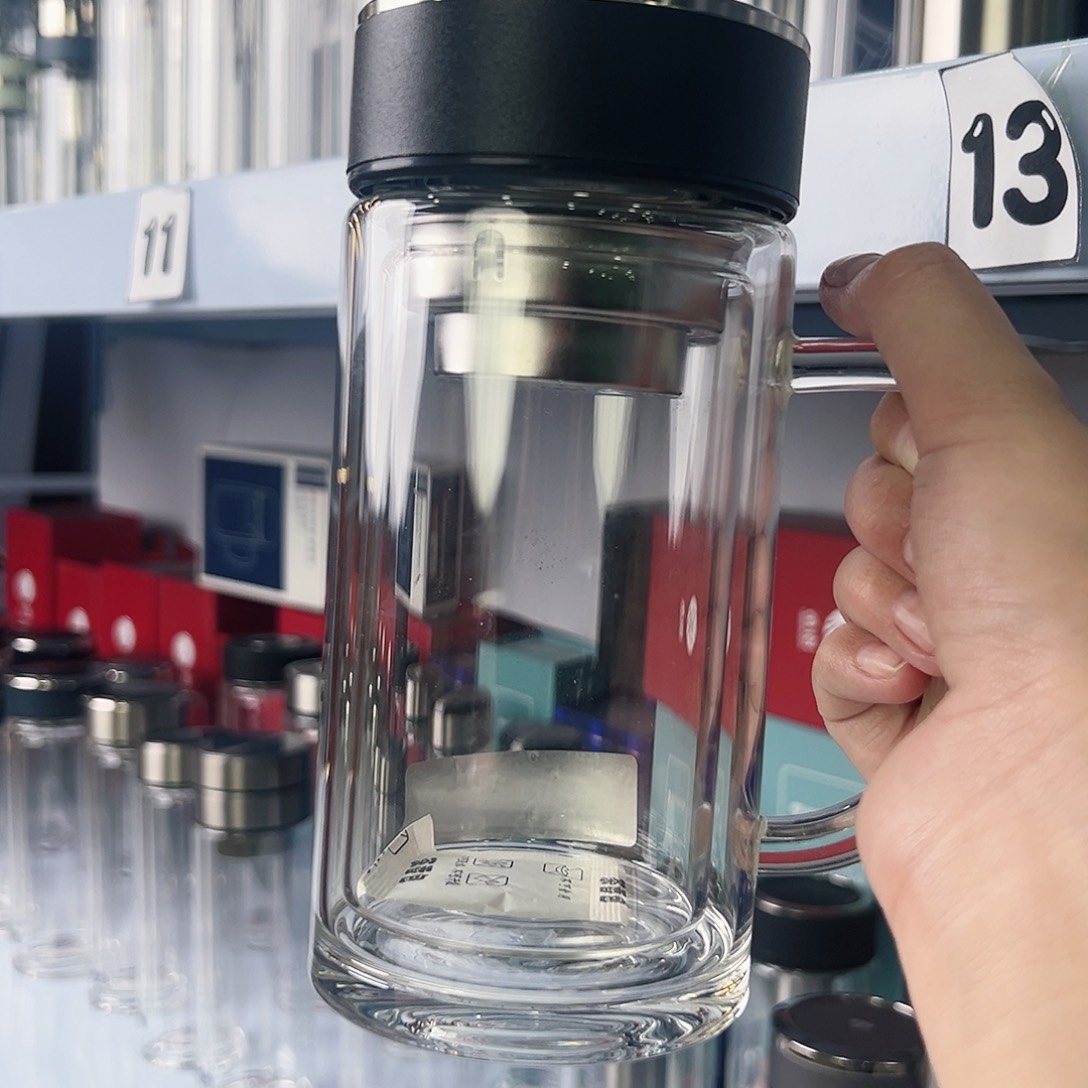 双层把手背380毫升高硼硅茶杯