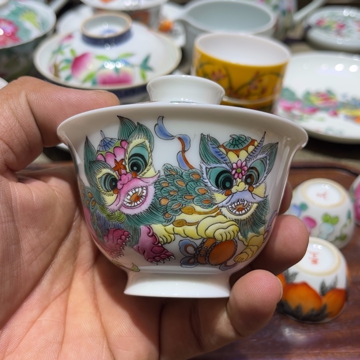 手绘精品盖碗茶杯