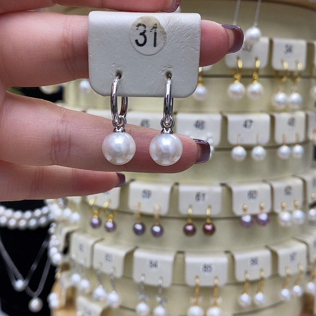 淡水珍珠耳饰银S925镶嵌