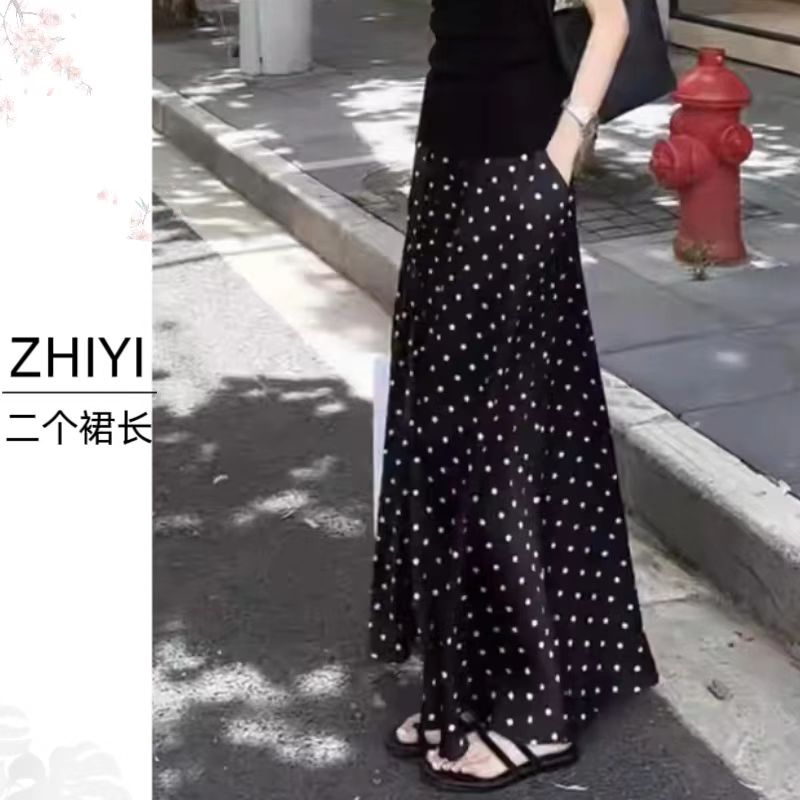 【两个裙长+口袋】秋季新款波点半身裙女洋气小众气质高级显瘦长裙