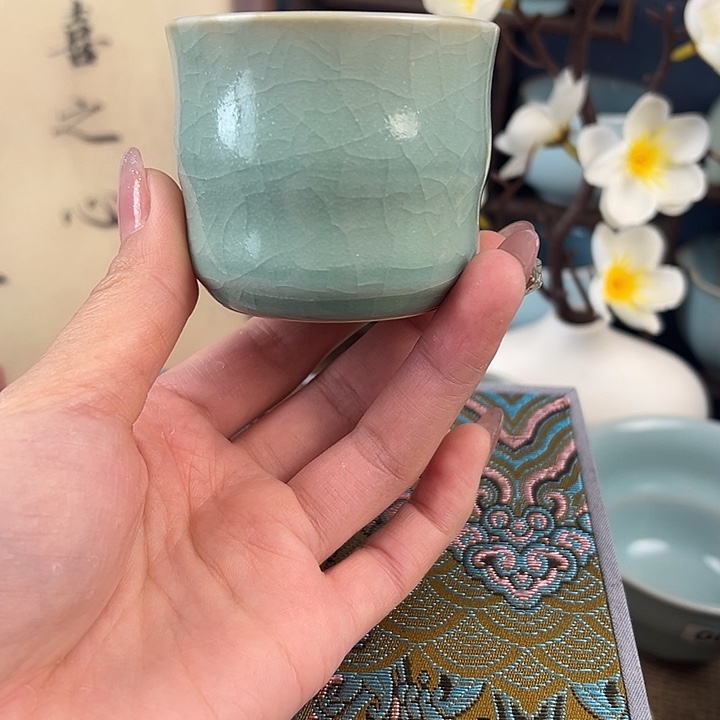 汝州汝瓷茶具竹节杯