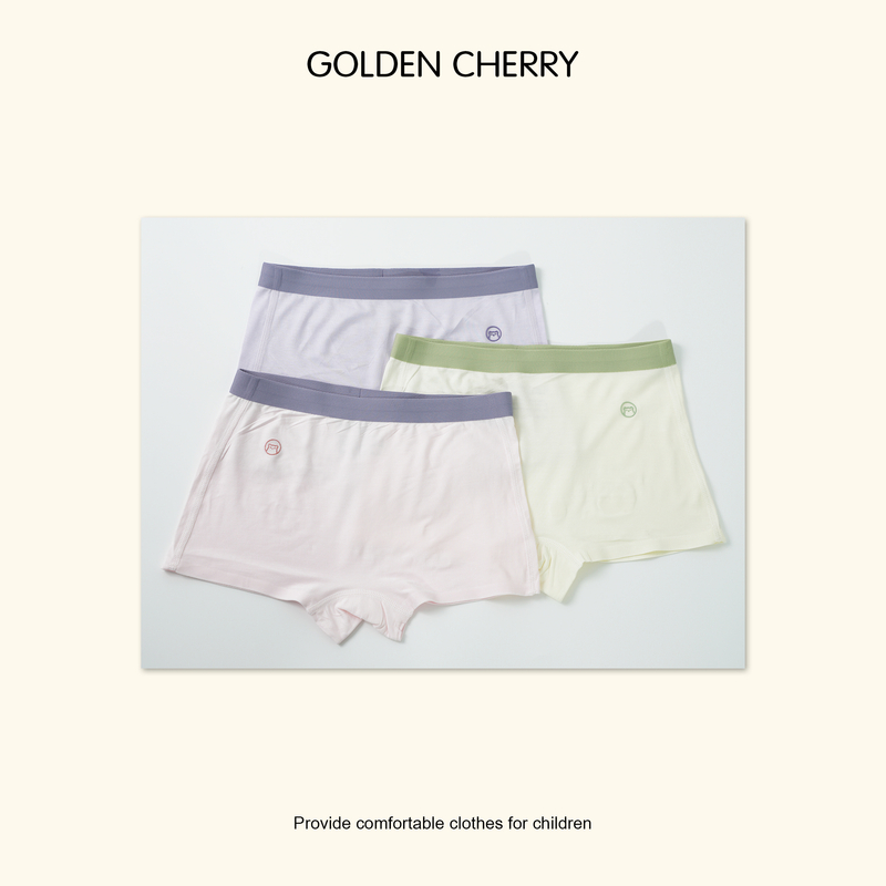 【金樱桃】小童纯色小熊刺绣亲肤内裤（三条装）jyt2071