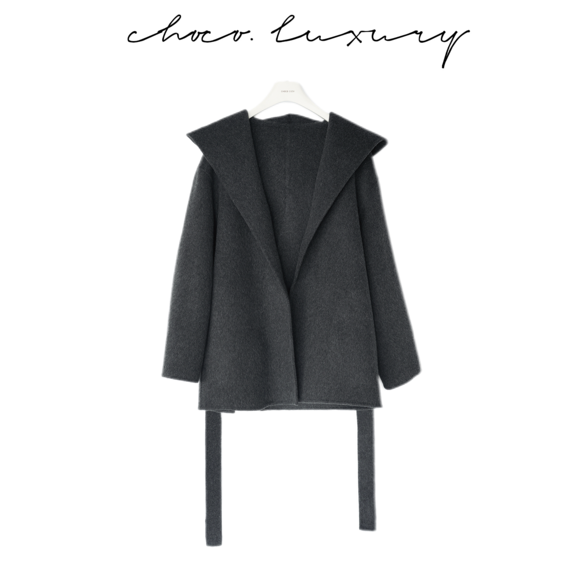 CHOCO【名利场】高奢收藏系 连帽绵羊毛双面呢 D3358