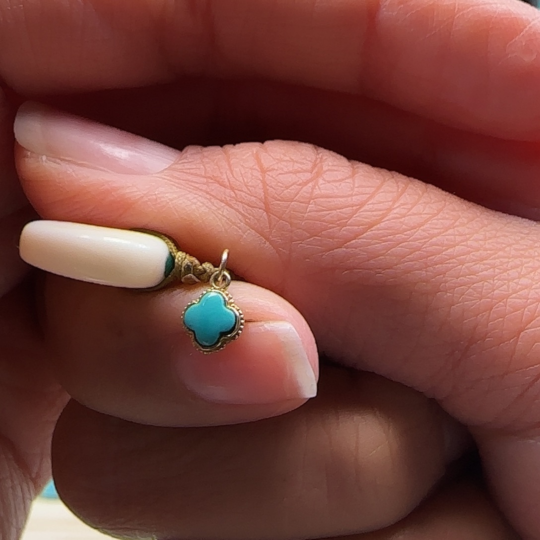 绿松石18K金镶嵌吊坠(不含链)