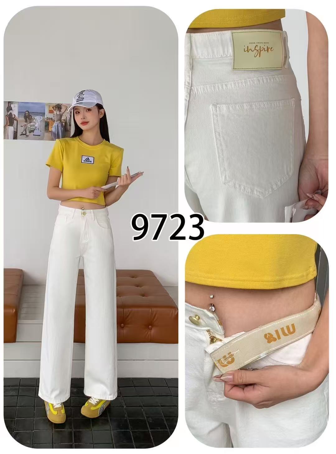 【窄版高品质拖地裤】洋气设计98棉弹力牛仔拖地裤-苋 18856(9723)