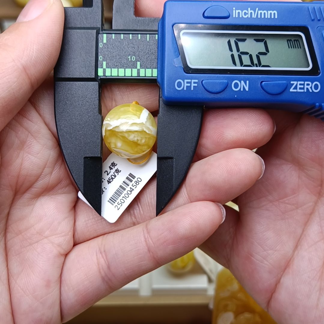 蜜蜡裸石未镶嵌16金瓷白溶洞妖花