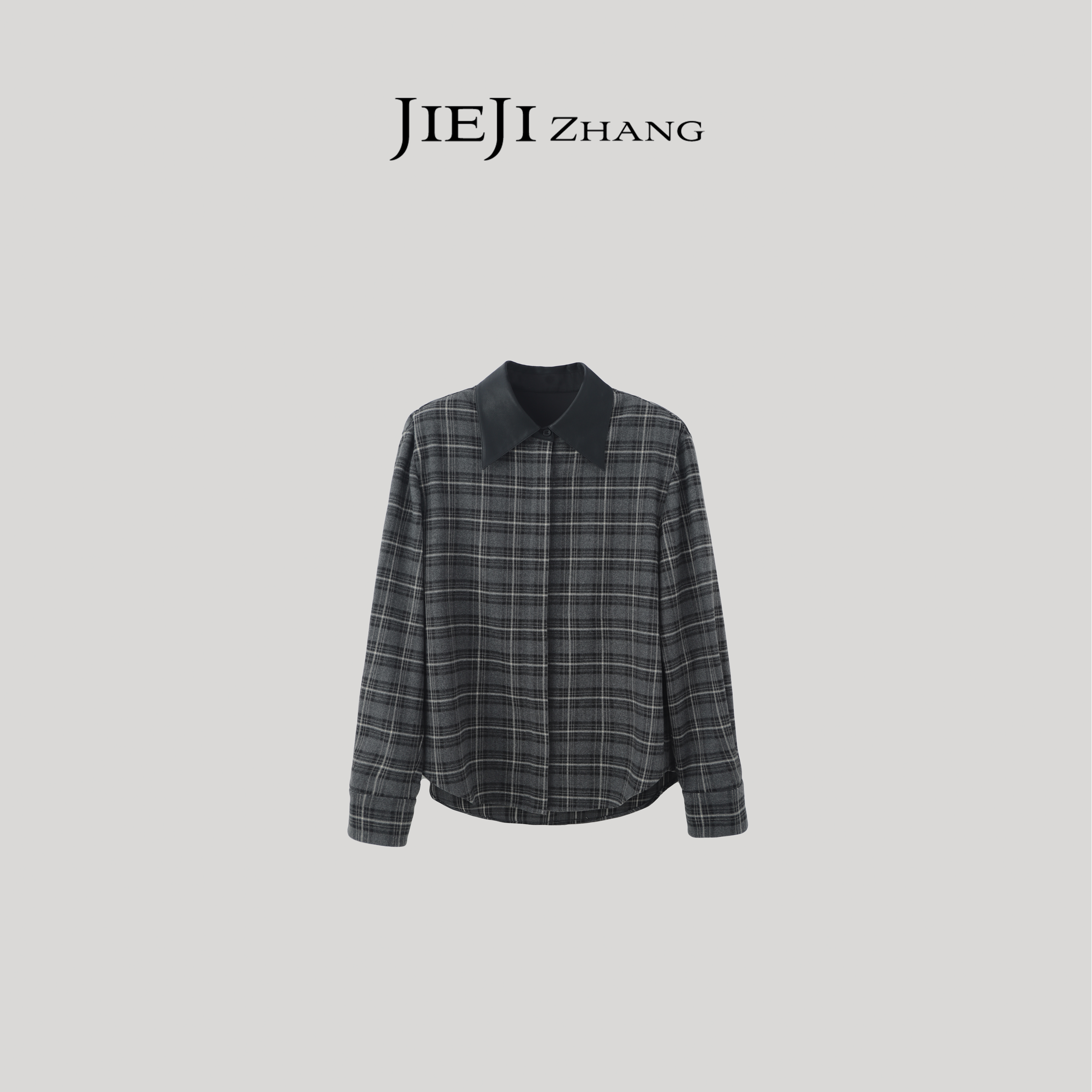 【JIEJI ZHANG】高级定制秋冬时尚百搭格子拼接衬衫351165