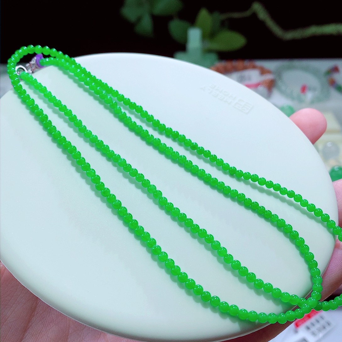 未镶嵌手链翡翠小米绿项链