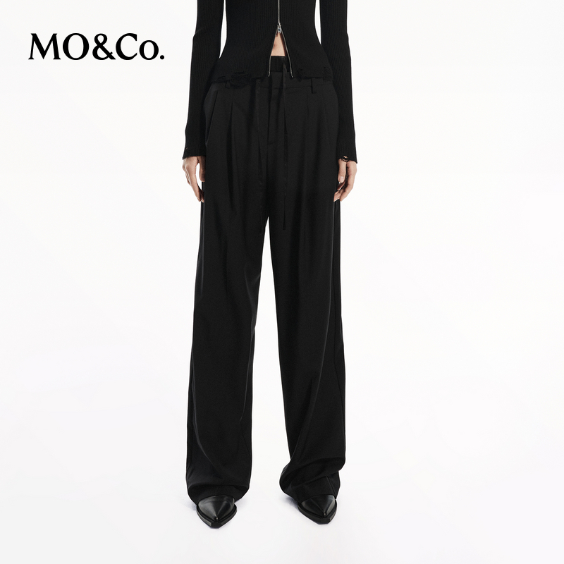 【赵老板专属】MOCO秋异材质拼接高腰弹直筒西裤MBD3PAT009