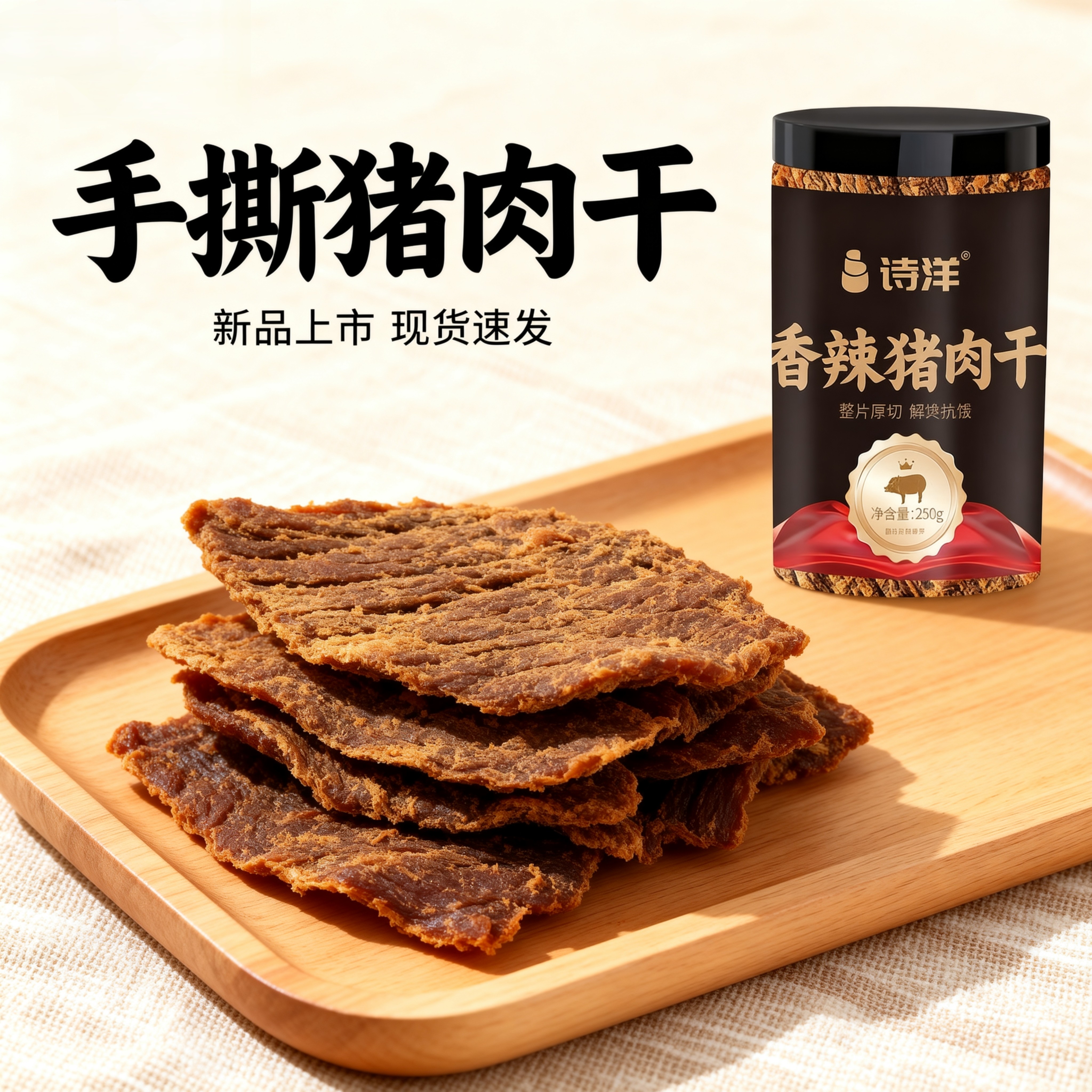 网红辣味办公室解馋猪肉干即食休闲零食五香香辣大片肉干