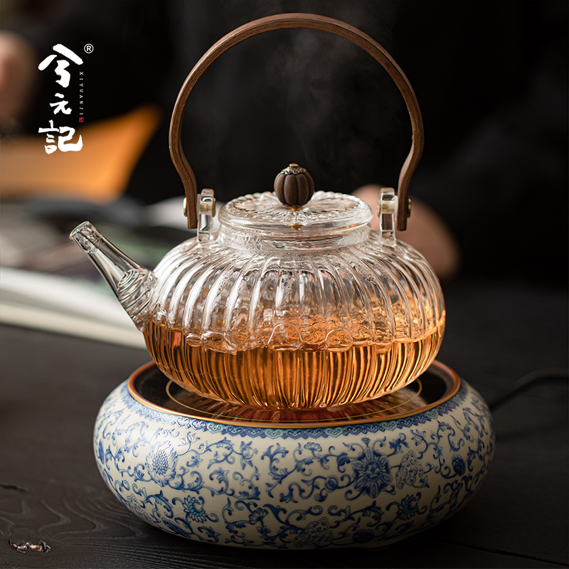 兮元记青花汝窑电陶壶煮茶器家用耐高温玻璃烧水壶煮茶壶养生壶
