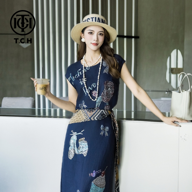 TCH私服烫钻工艺时尚休闲气质舒适套装女T75B07E5092轻奢tch