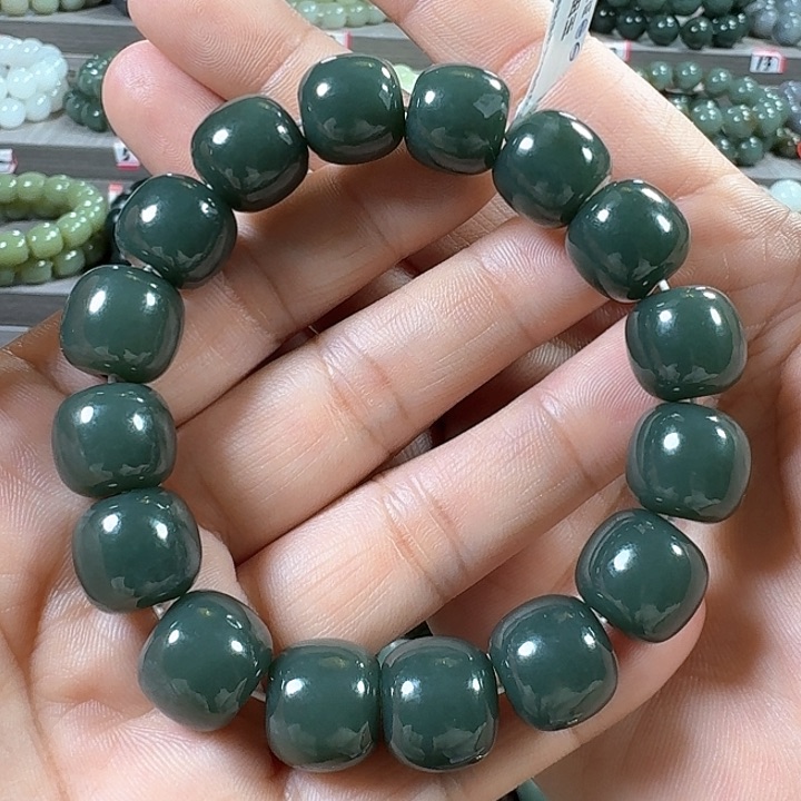 和田玉手链未镶嵌新疆且末蓝老型卡14