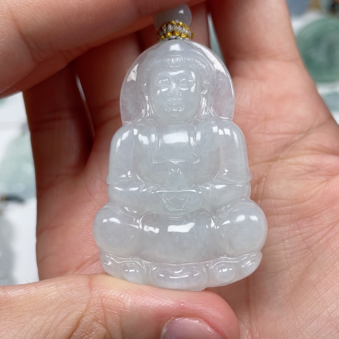 翡翠颈饰未镶嵌天然翡翠A货观音32号