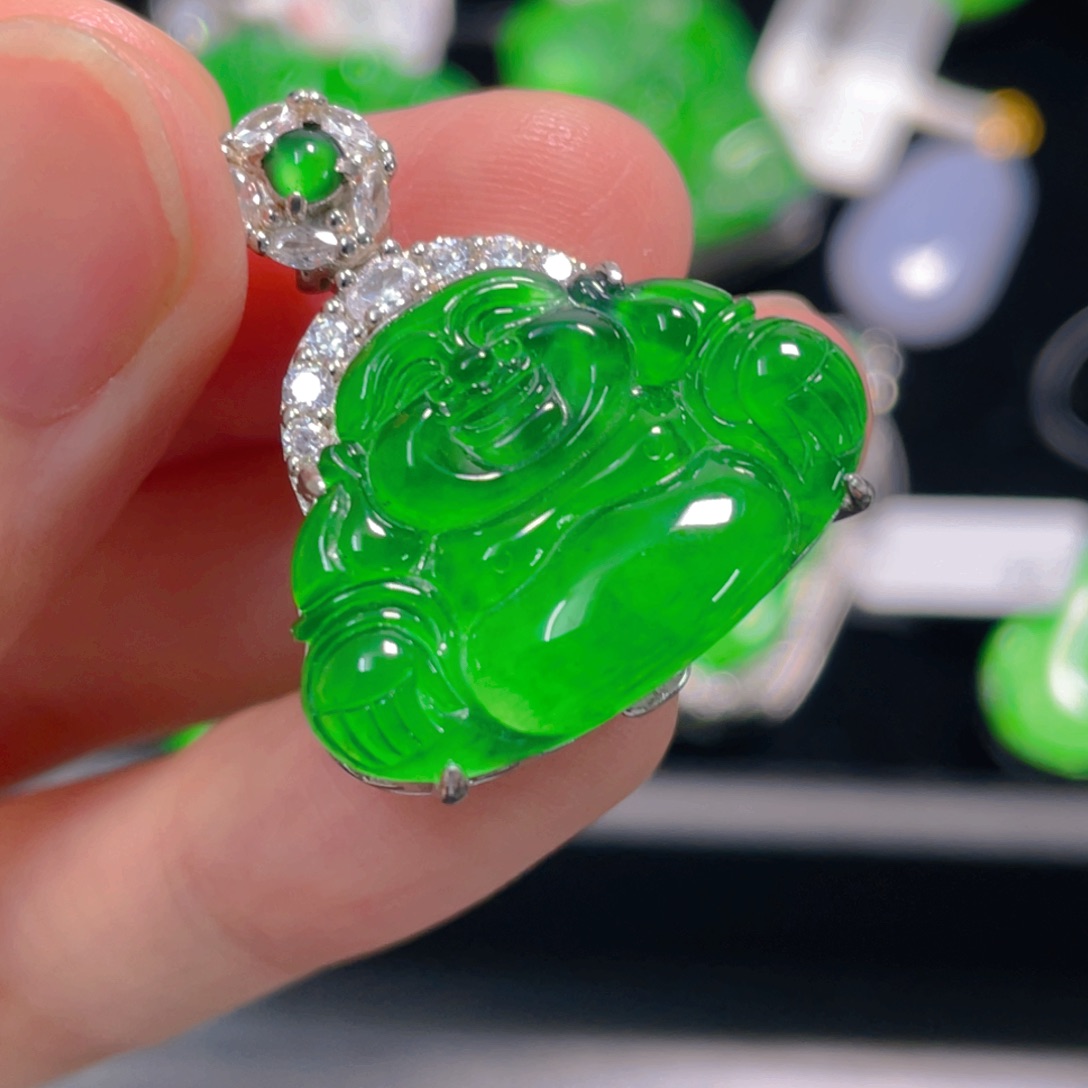 翡翠银S925镶嵌吊坠(不含链)