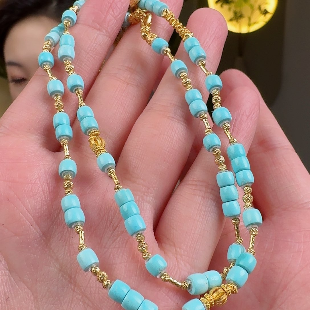 绿松石珠宝奇石18K金镶嵌