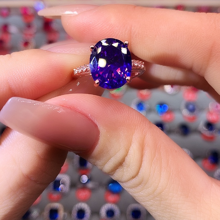 紫晶戒指银S925镶嵌戒指