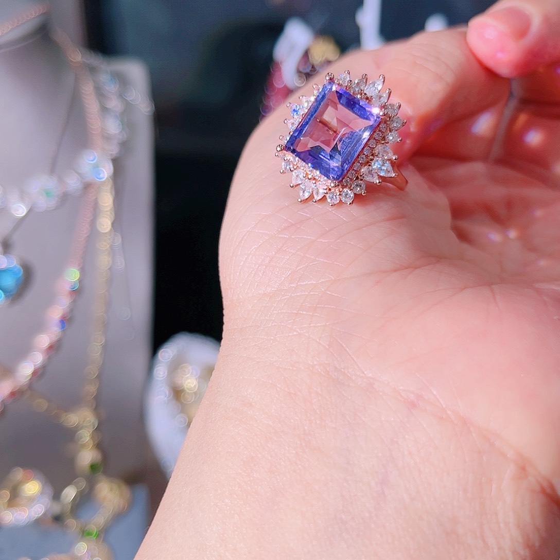 紫晶戒指银S925镶嵌戒指