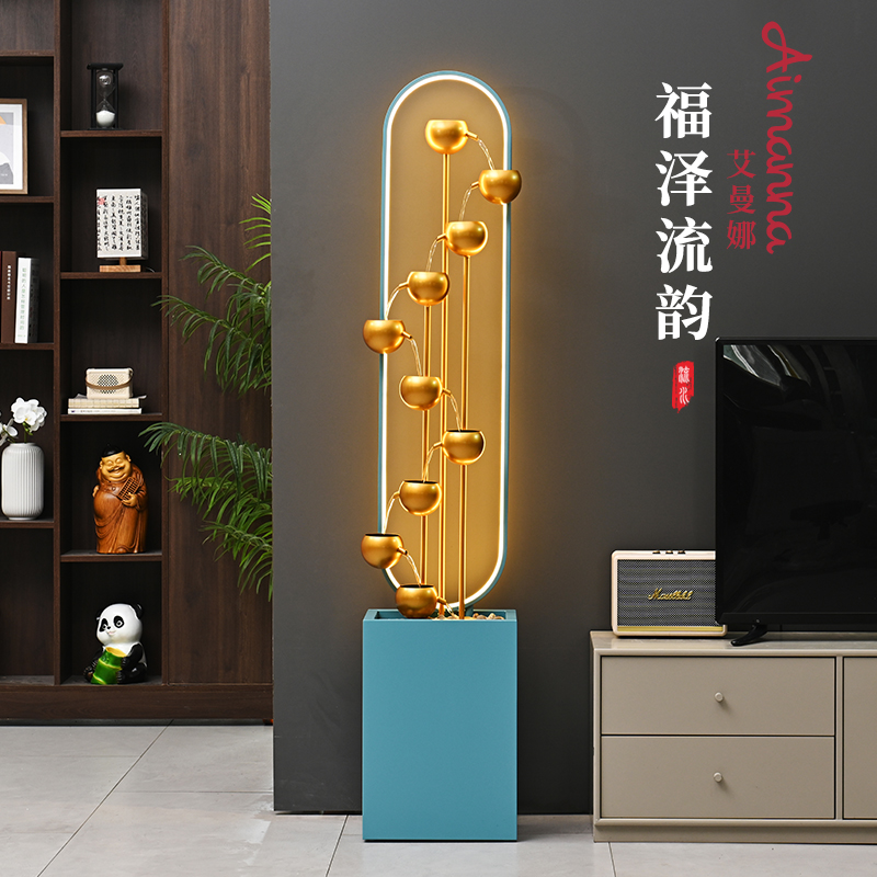 流水摆件现代简约加湿循环水客厅大型落地玄关装饰水景乔迁送礼品