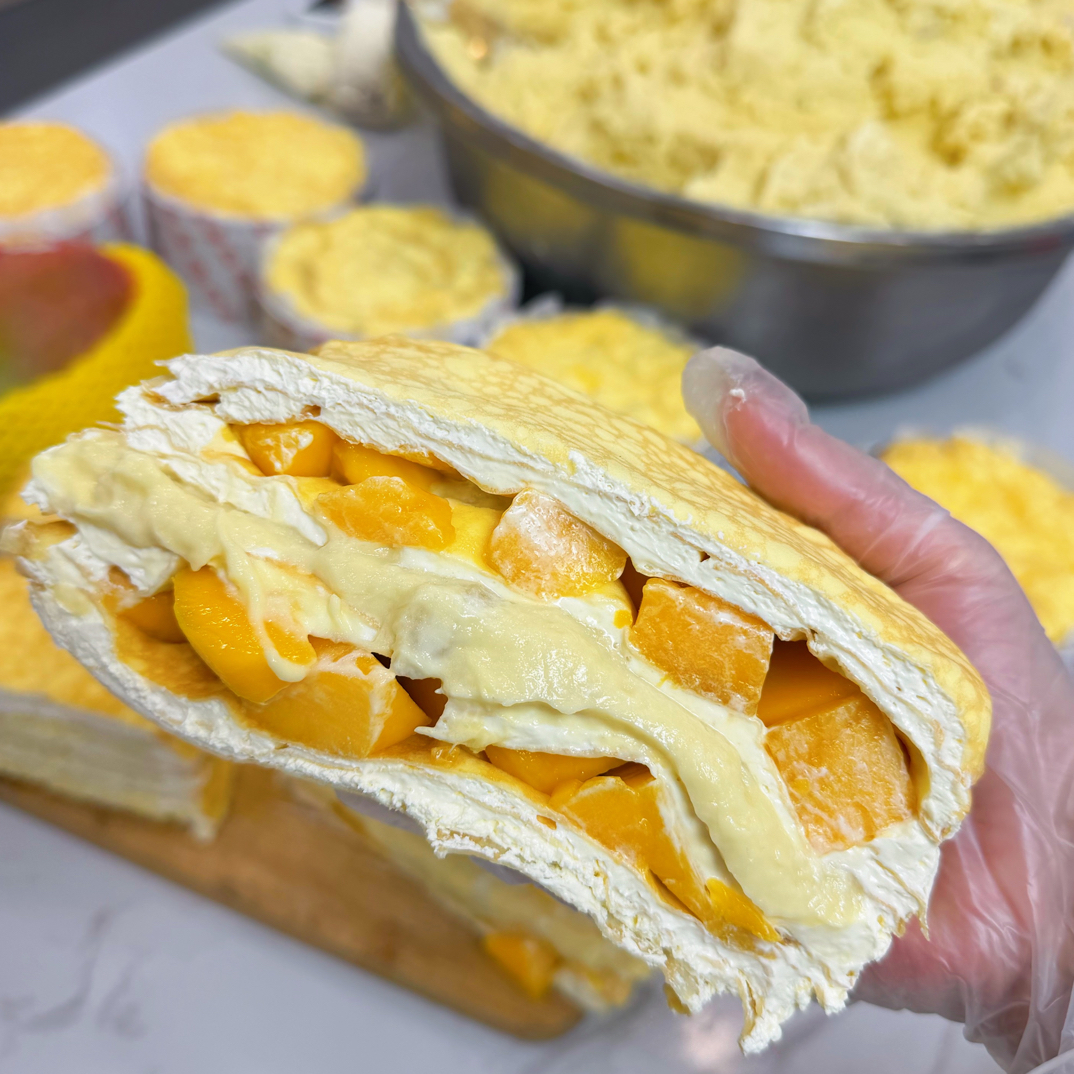 榴芒千层蛋糕【动物奶油】