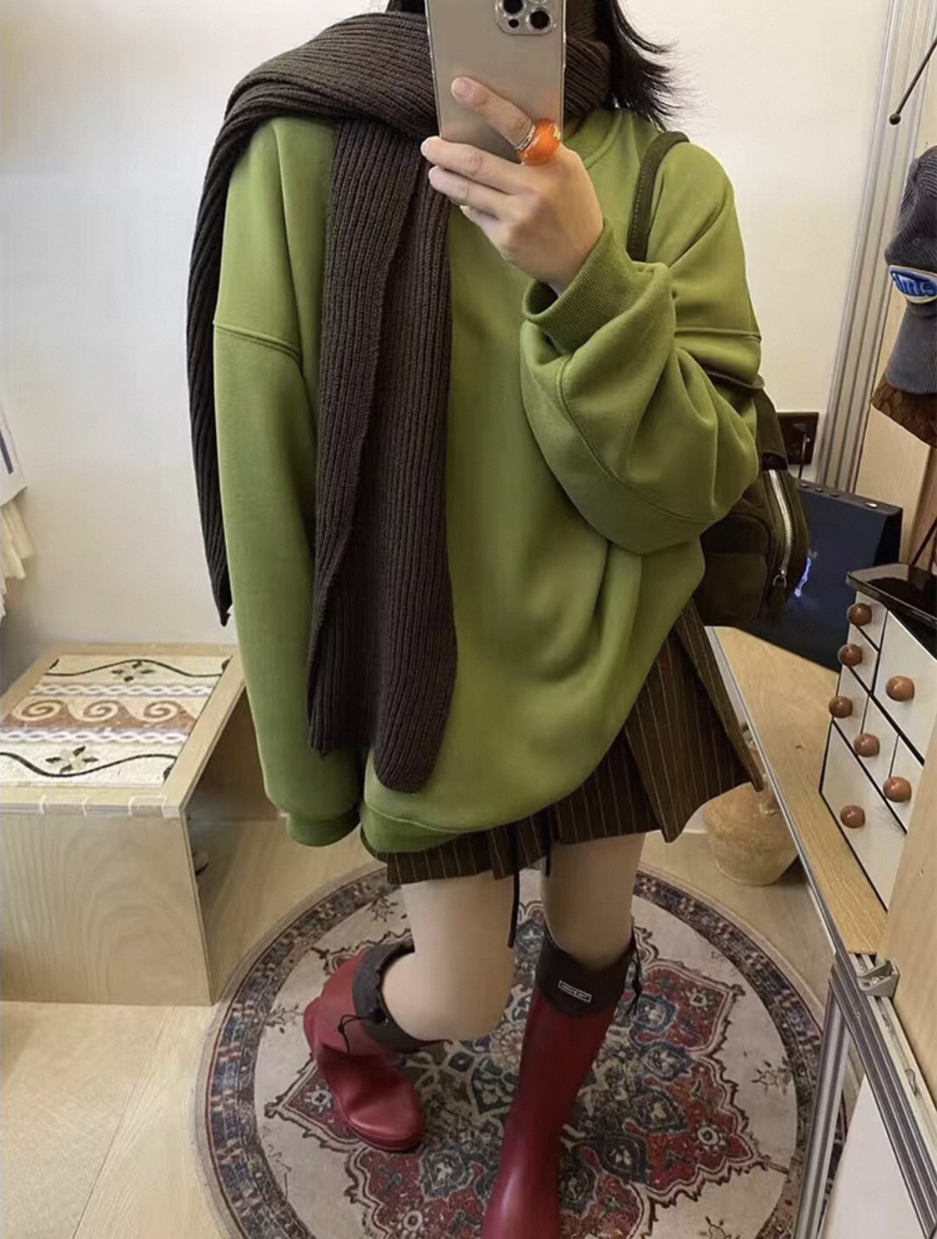 NICE圈圈/超推荐围巾卫衣纯色加绒圆领质感卫衣A2863