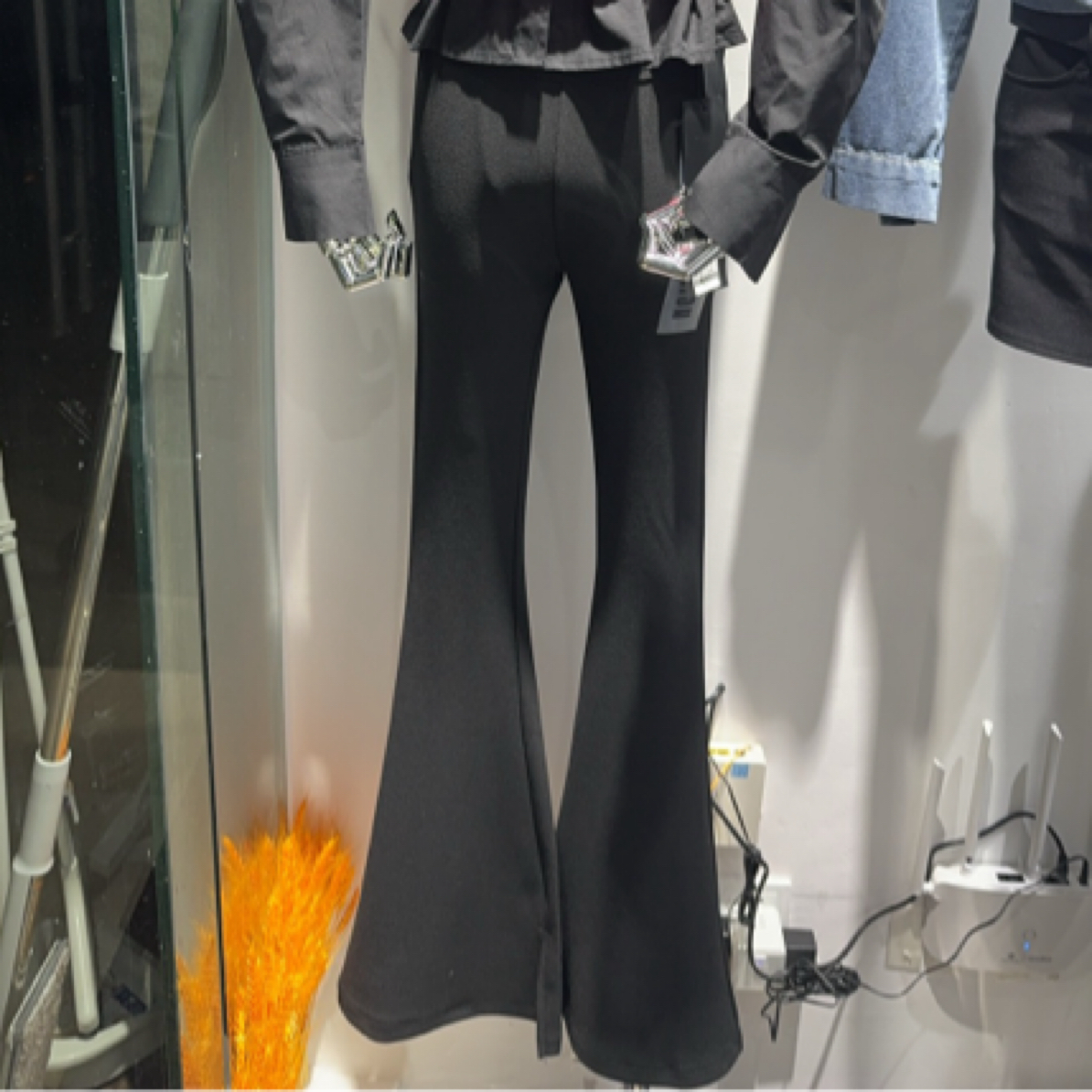 高腰修身显瘦微喇叭长裤时尚百搭维拉裤