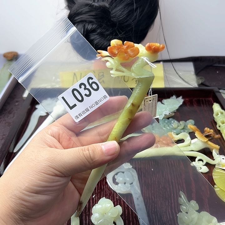 蛇纹石玉发饰合金麻****雪