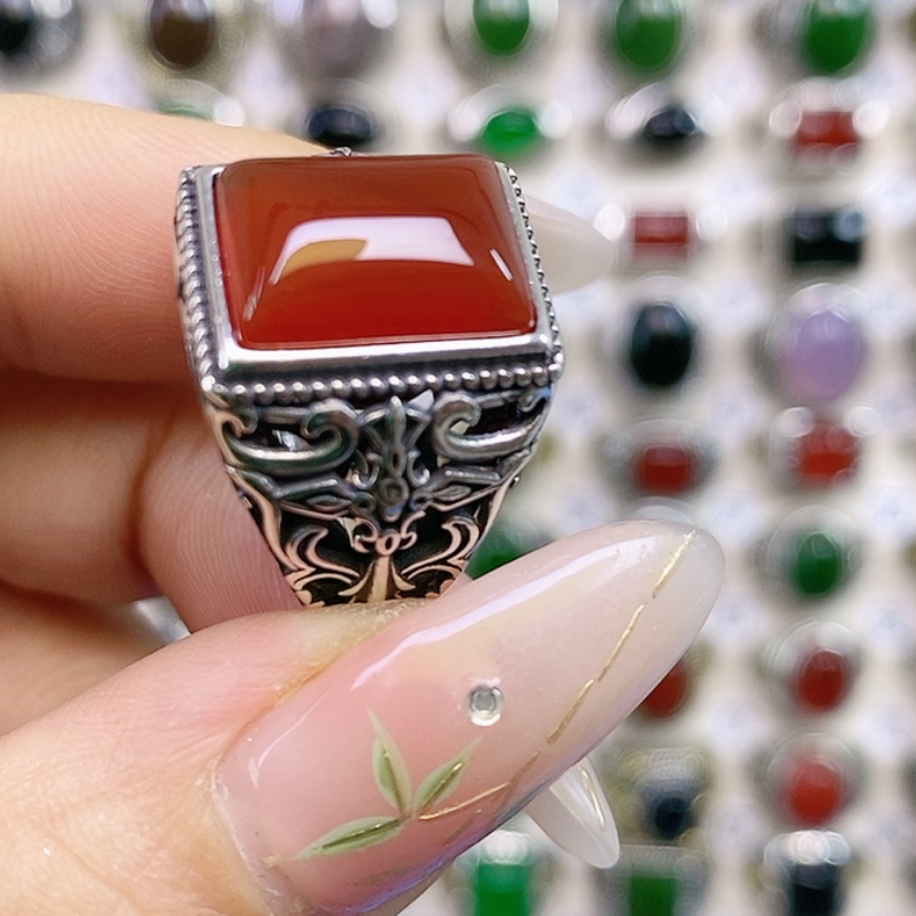 【闪购商品】玛瑙/玉髓戒指银S925镶嵌