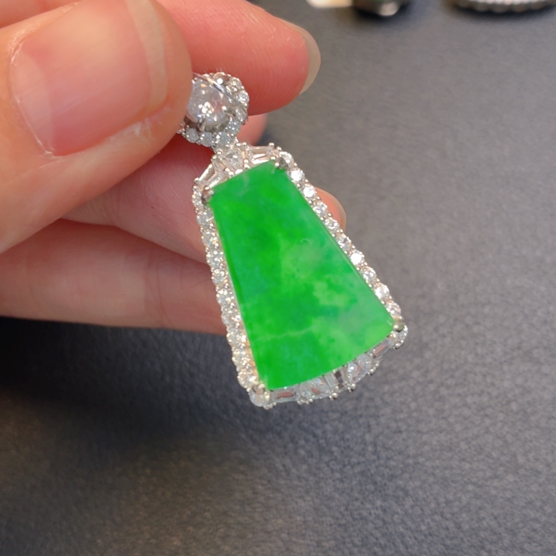 翡翠银S925镶嵌吊坠(不含链)