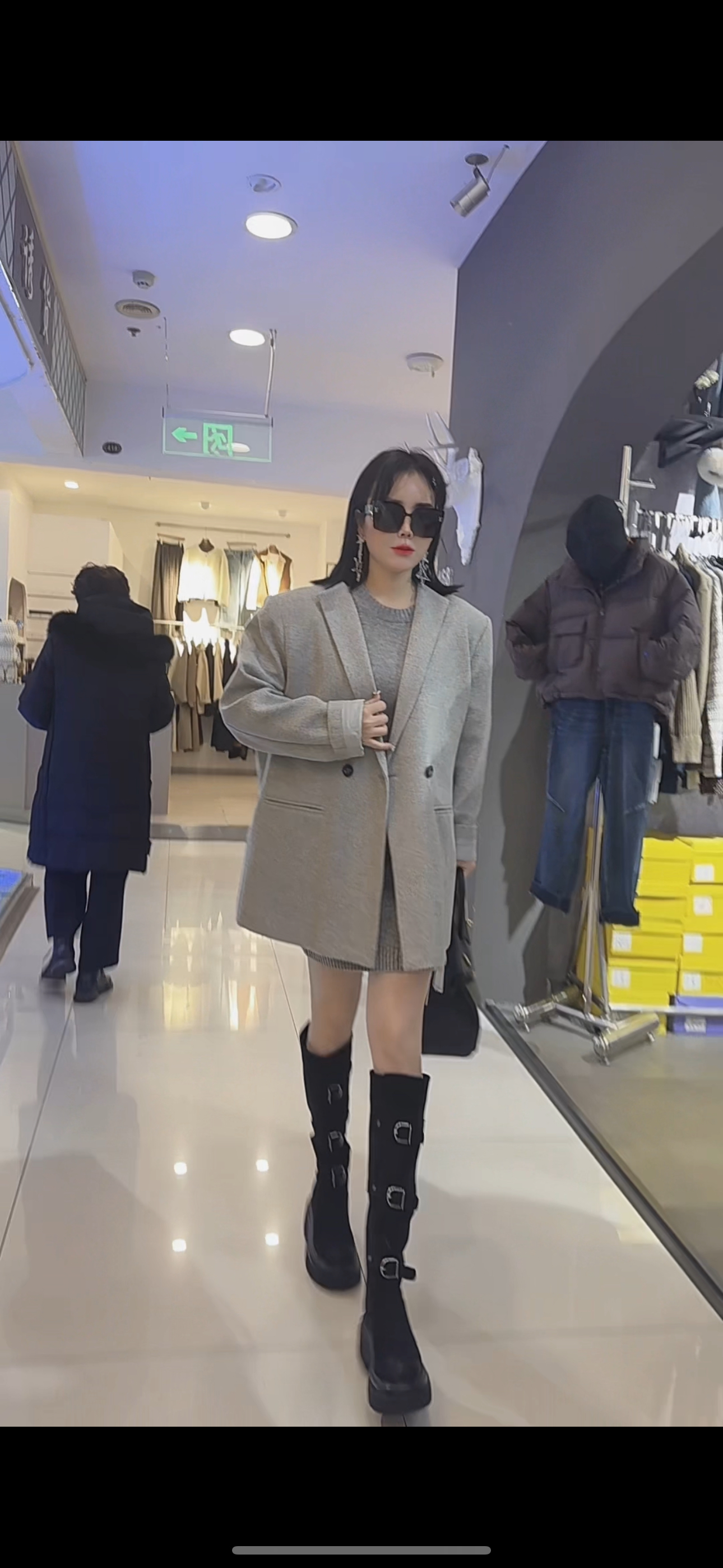 王琳家复古休闲宽松西装外套极简廓形双面呢