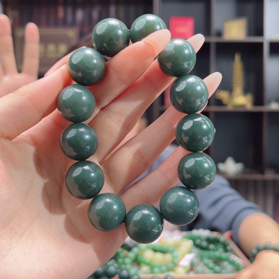 【闪购商品】和田玉手串未镶嵌新疆塔青18 多样性拍一发一