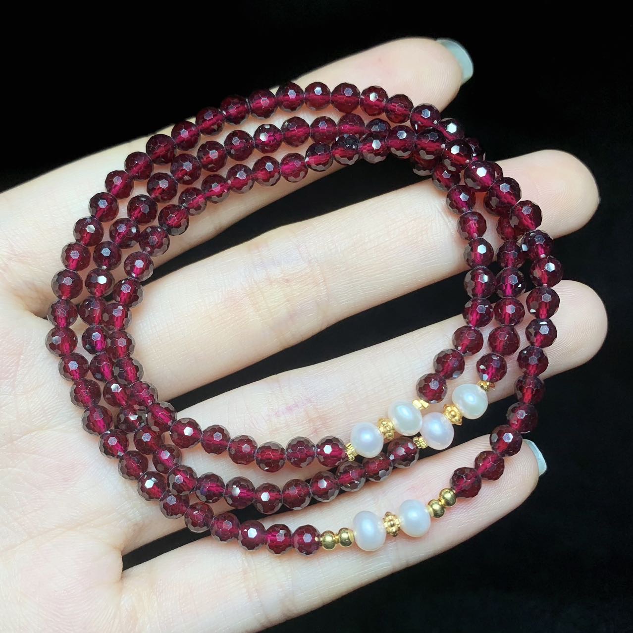 【云上好物】15 DS17518-切面石榴石DIY多圈手串-3.5mm+（JG）