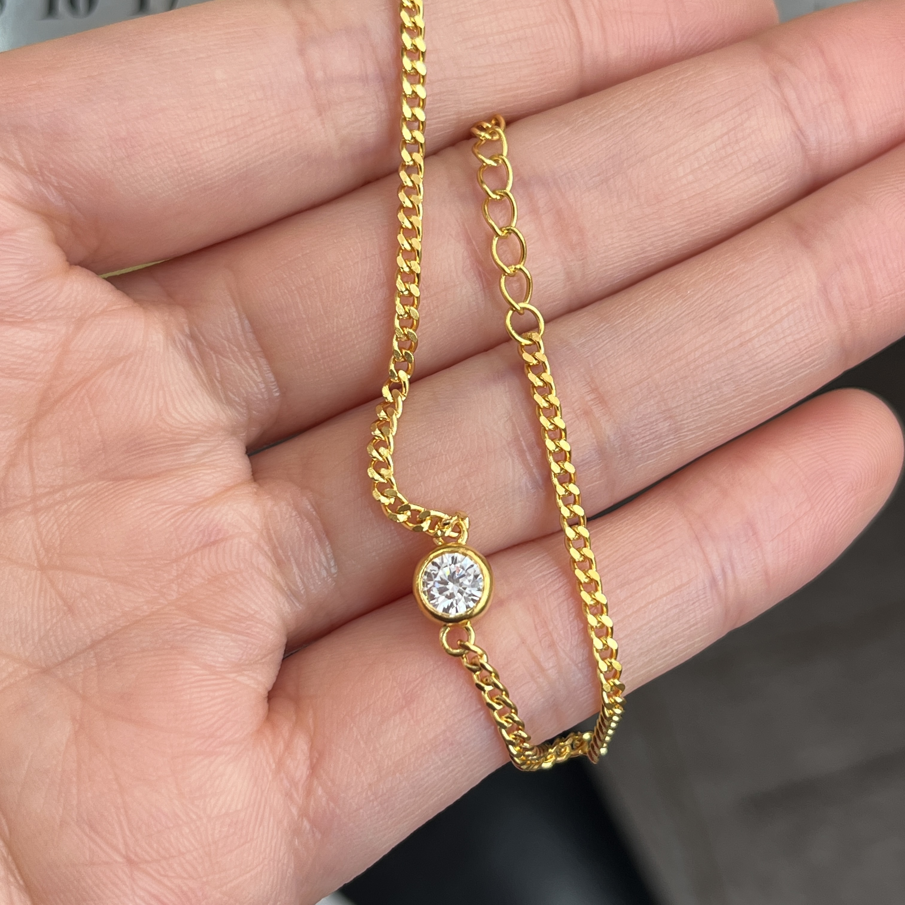 镶嵌泡泡手链 足金999 时尚百搭简约可调节镶嵌款送闺蜜金色