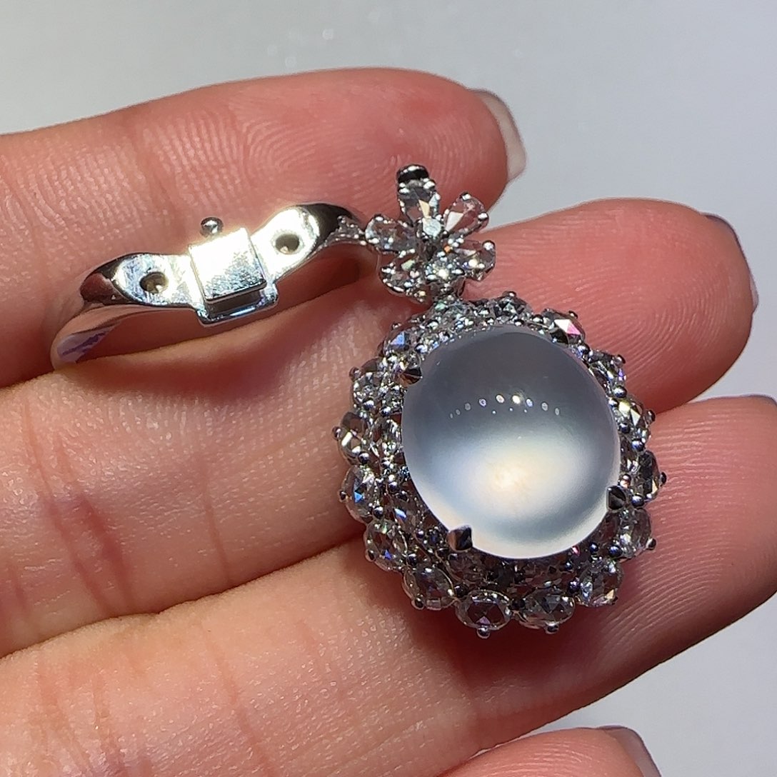 翡翠戒指18K金镶嵌戒指吊坠两用款