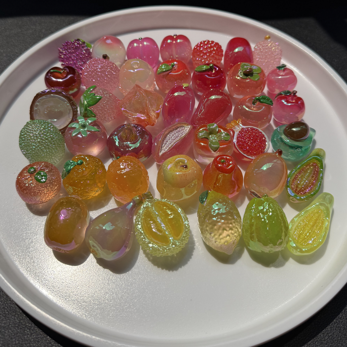 【自行选款】高透电镀实色水果果蔬版树脂萌粒水果diy