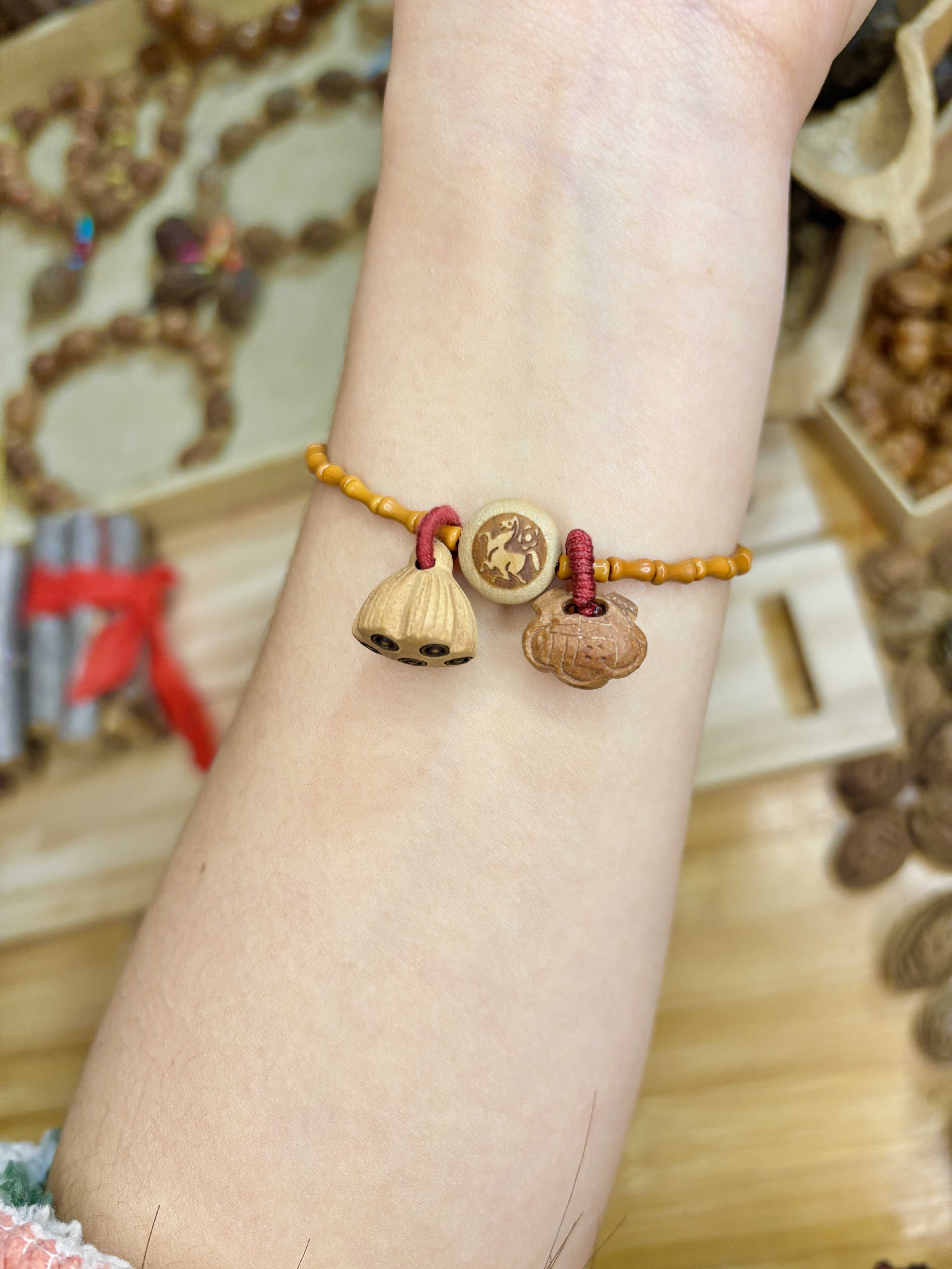 桃核小福锁桃木莲蓬12生肖竹节手串一桃压百木一木镇千邪走夜路