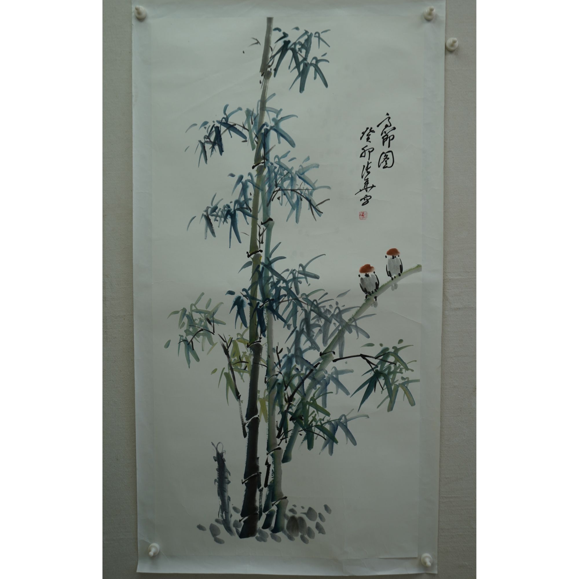 竹报平安寓意 竖版国画 展现美好意境