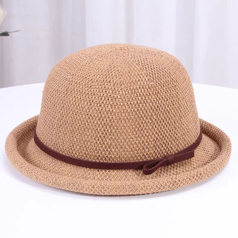 盆帽春季卷边圆顶礼帽女帽子草帽太阳帽女士遮阳帽沙滩帽